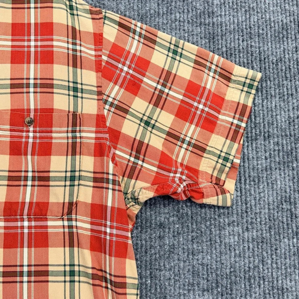 Abercrombie & Fitch Shirt Mens Large Madras Red Plaid Short Sleeve Button Up